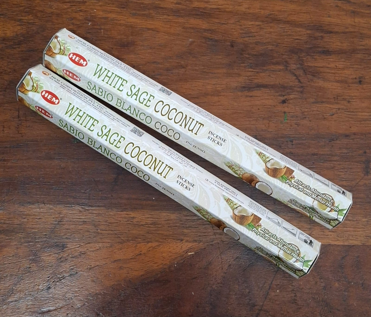 HEM White Sage and Coconut incense sticks – natural cleansing incense for meditation, rituals, and creating a calming, serene space.