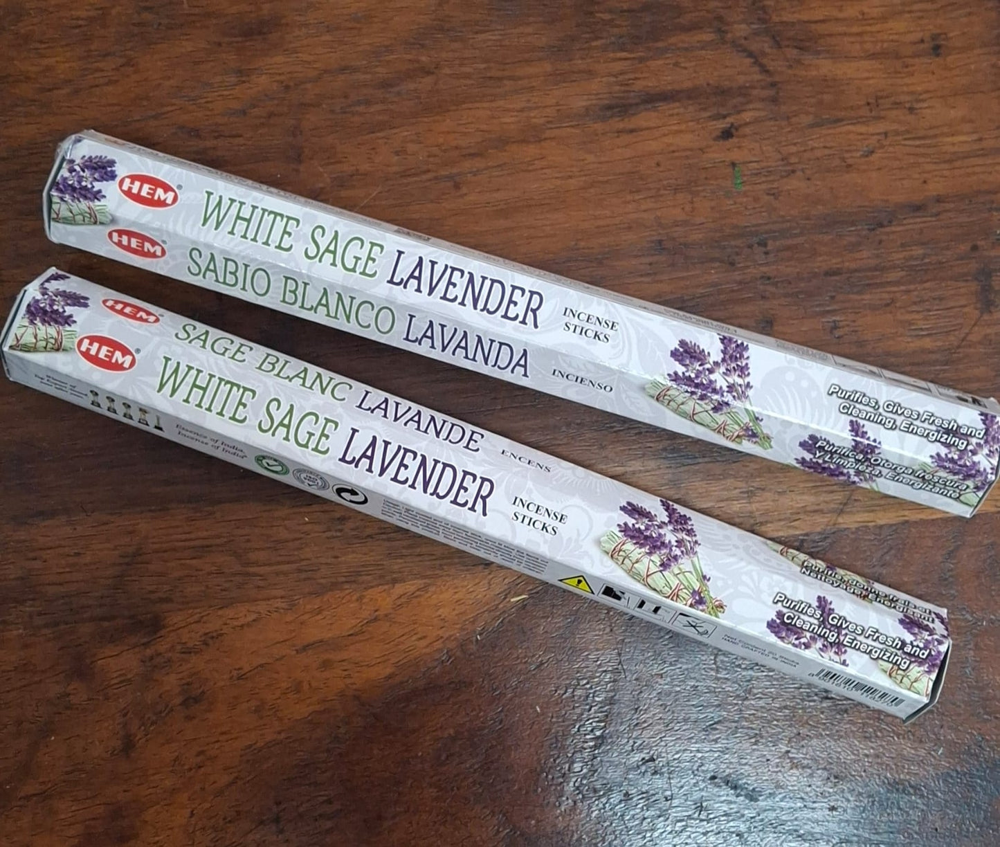 HEM White Sage and Lavender incense sticks – natural cleansing incense for meditation, relaxation, and spiritual balance.HEM White Sage and Lavender incense sticks – natural cleansing incense for meditation, relaxation, and spiritual balance.