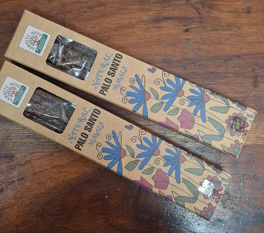 Natural Palo Santo Masala Incense Sticks – handcrafted sacred incense with a warm, woody aroma for purification, meditation, and spiritual clarity.