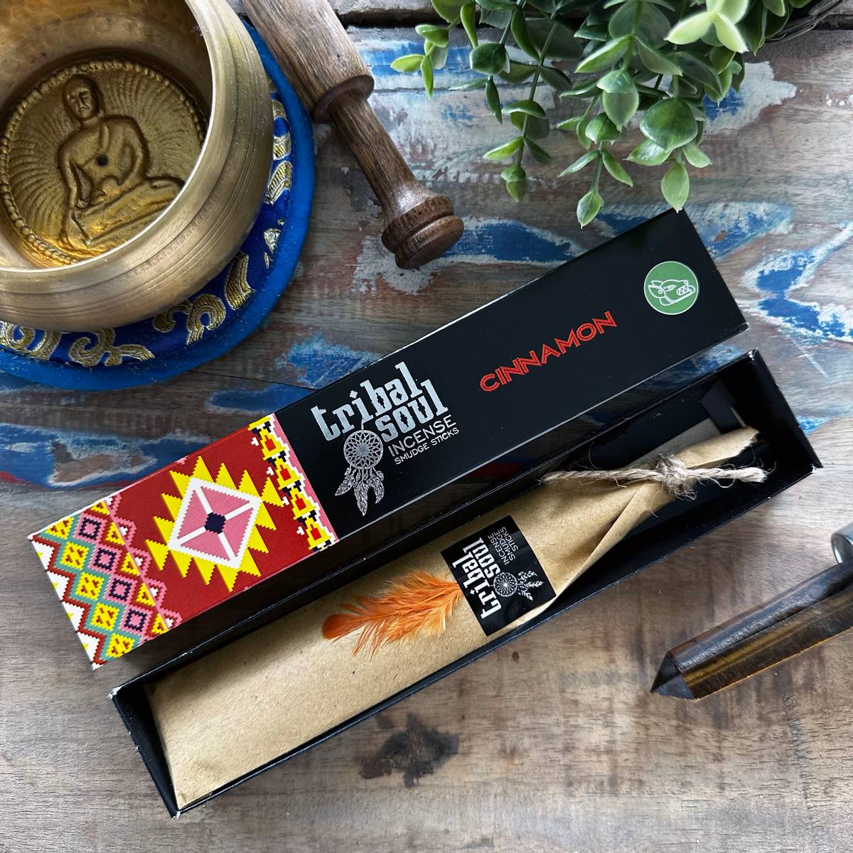 Tribal Soul Cinnamon incense sticks – warm, spicy incense for relaxation, meditation, and attracting abundance.