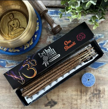 Tribal Soul Ohm Shanti incense sticks – calming incense with Indian herbs for meditation, yoga, and inner peace.