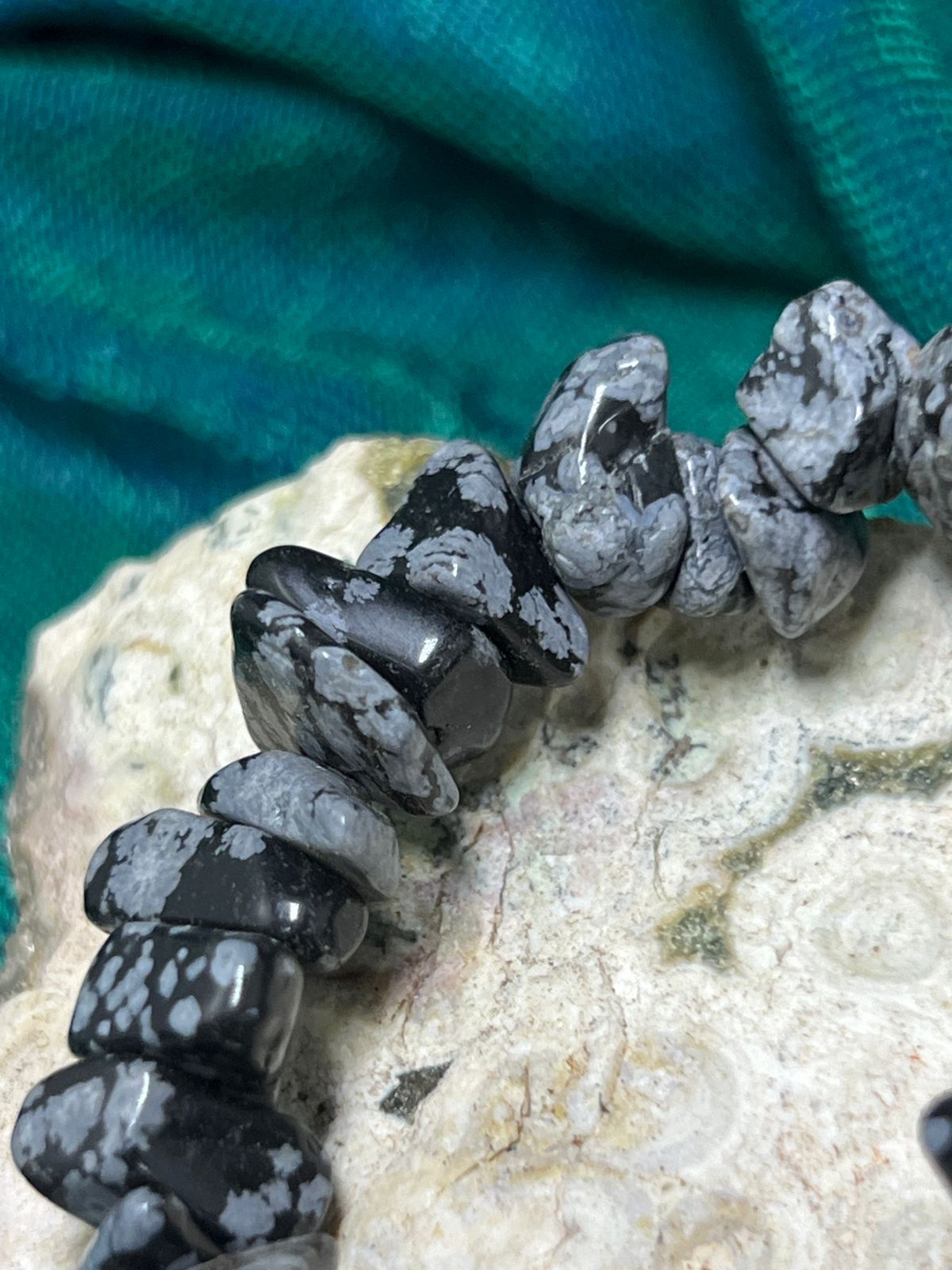 Snowflake Obsidian Crystal Chip Bracelet