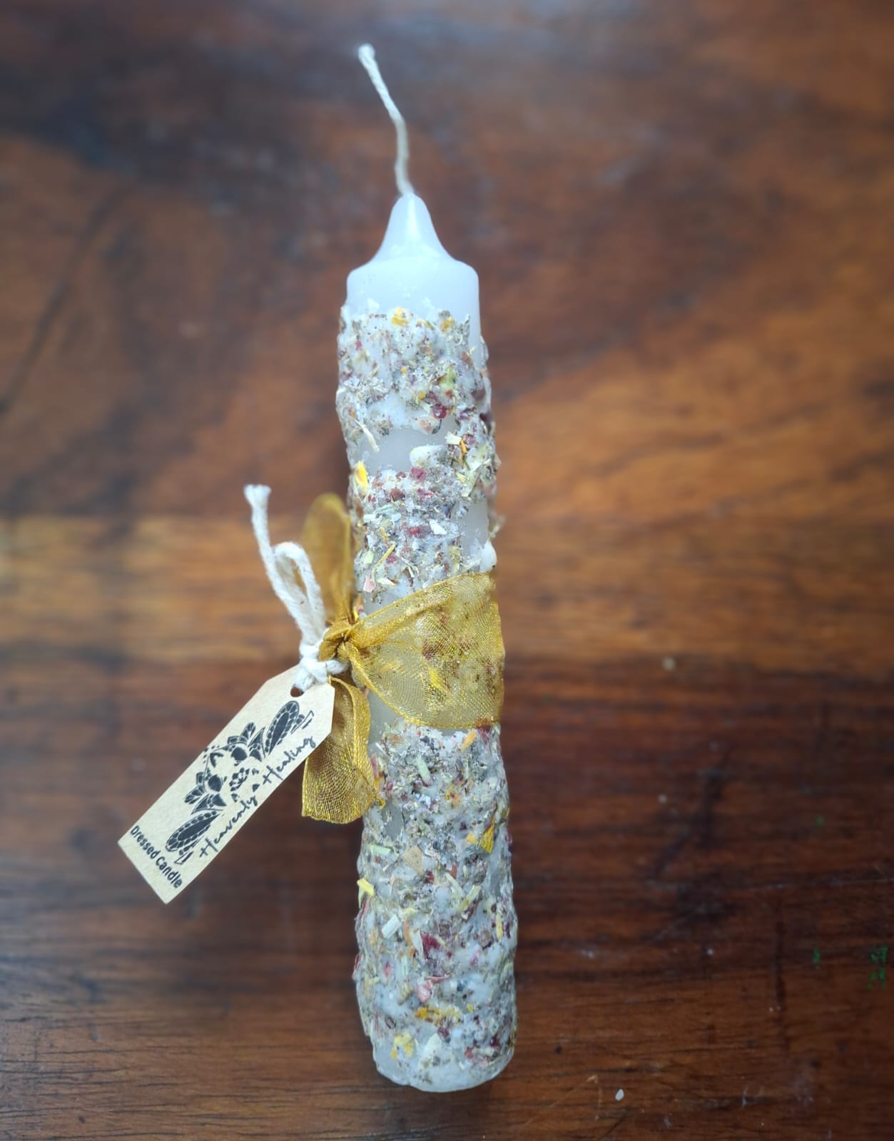 White dressed candle – pure and sacred candle for protection, spiritual clarity, and peaceful ambiance