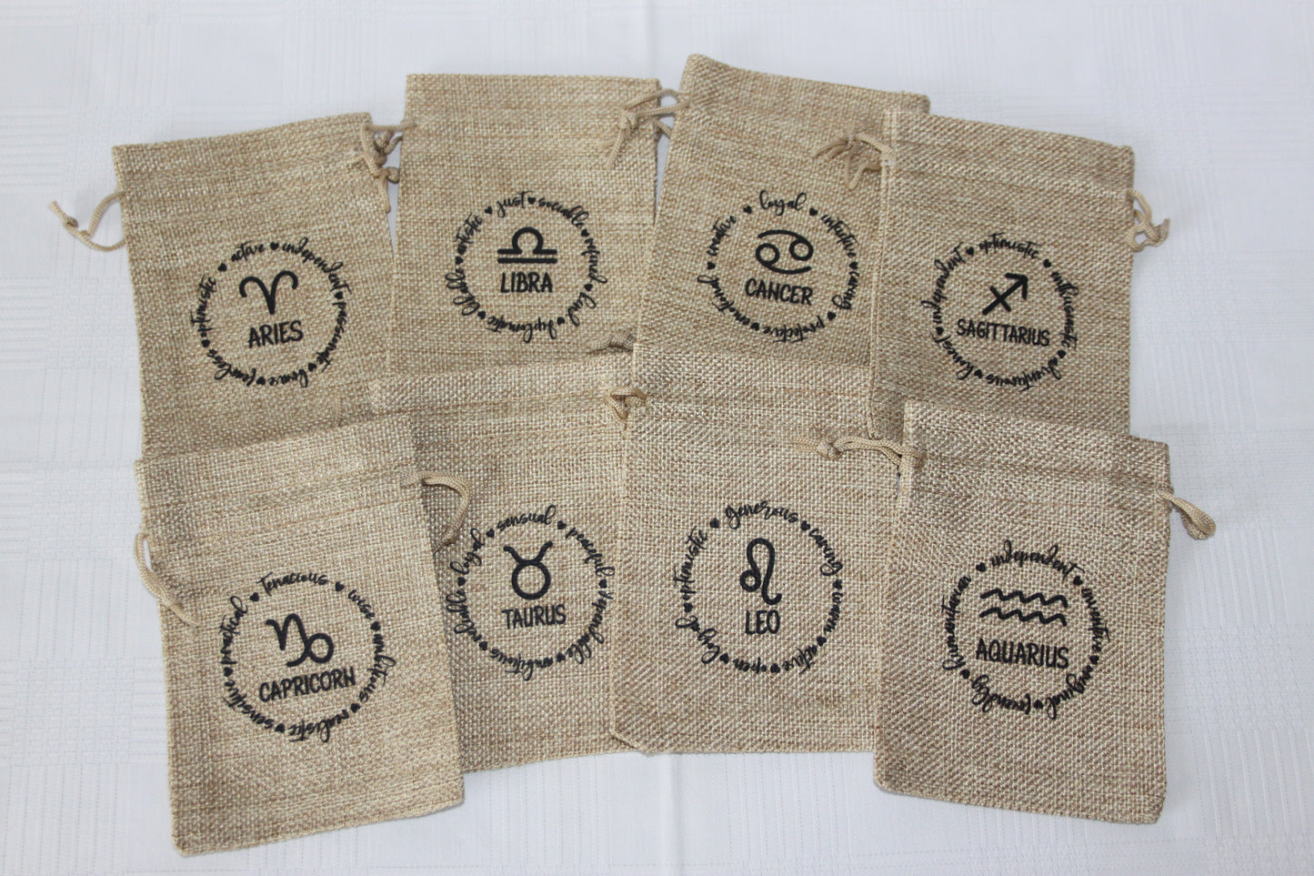 Zodiac Sign Hessian Bag
