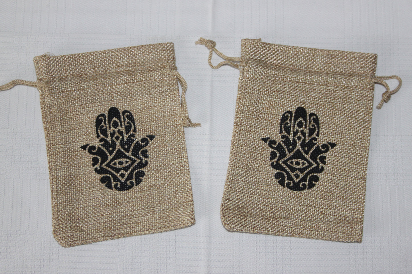 Black Hamsa Hand Hessian Bag