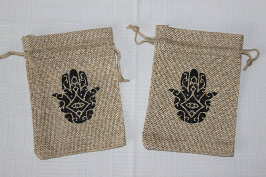 Black Hamsa Hand Hessian Bag