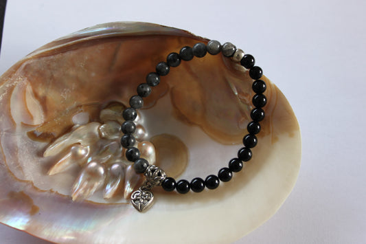 Black Agate & Labradorite Crystal Bracelet