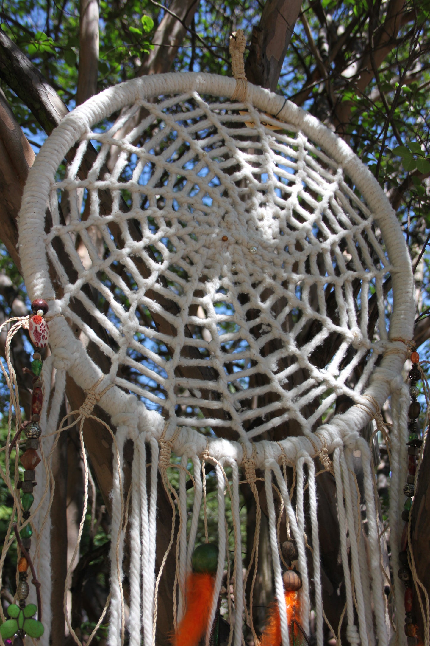 Boho Dreamcatcher with Orange Feathers