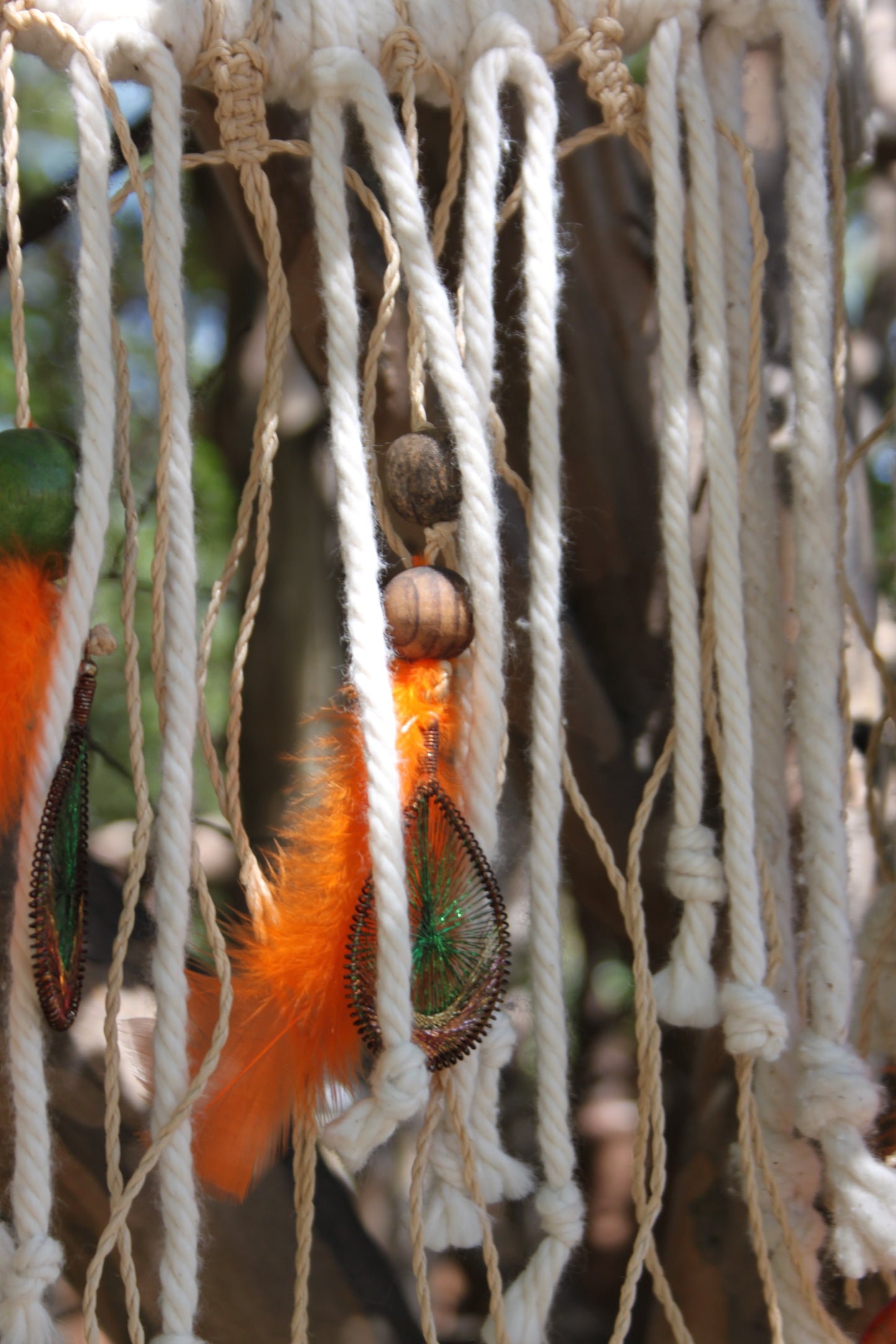 Boho Dreamcatcher with Orange Feathers