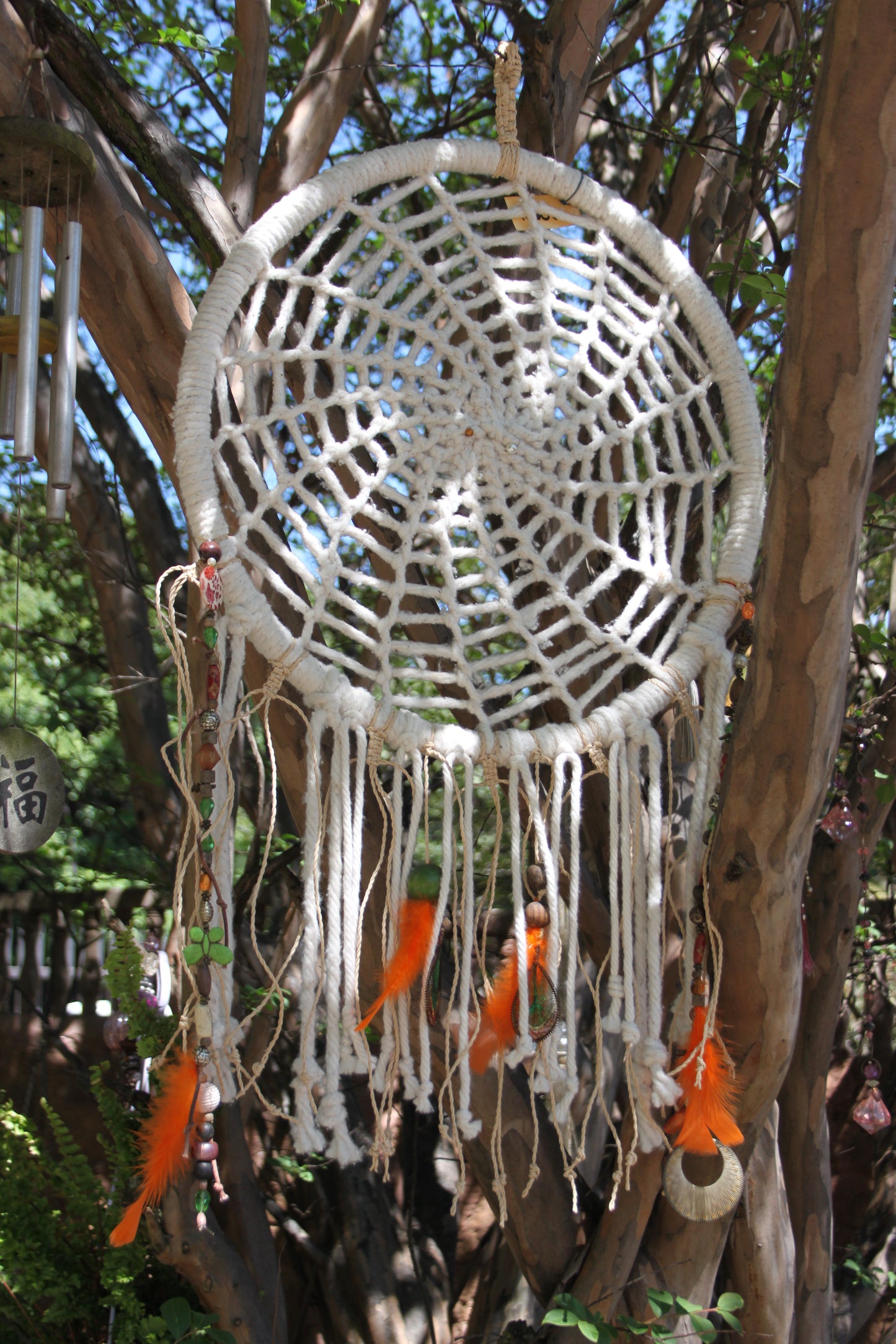 Boho Dreamcatcher with Orange Feathers