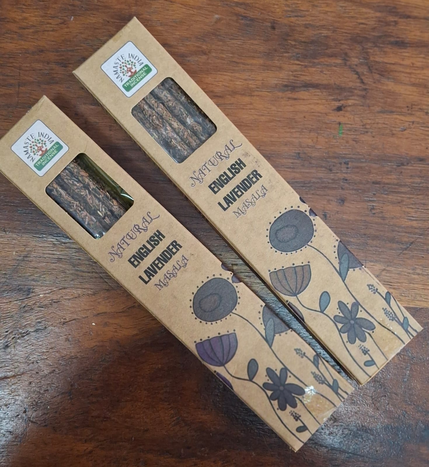 English Lavender Masala incense sticks by Natural – calming and soothing incense for meditation, relaxation, and stress relief.