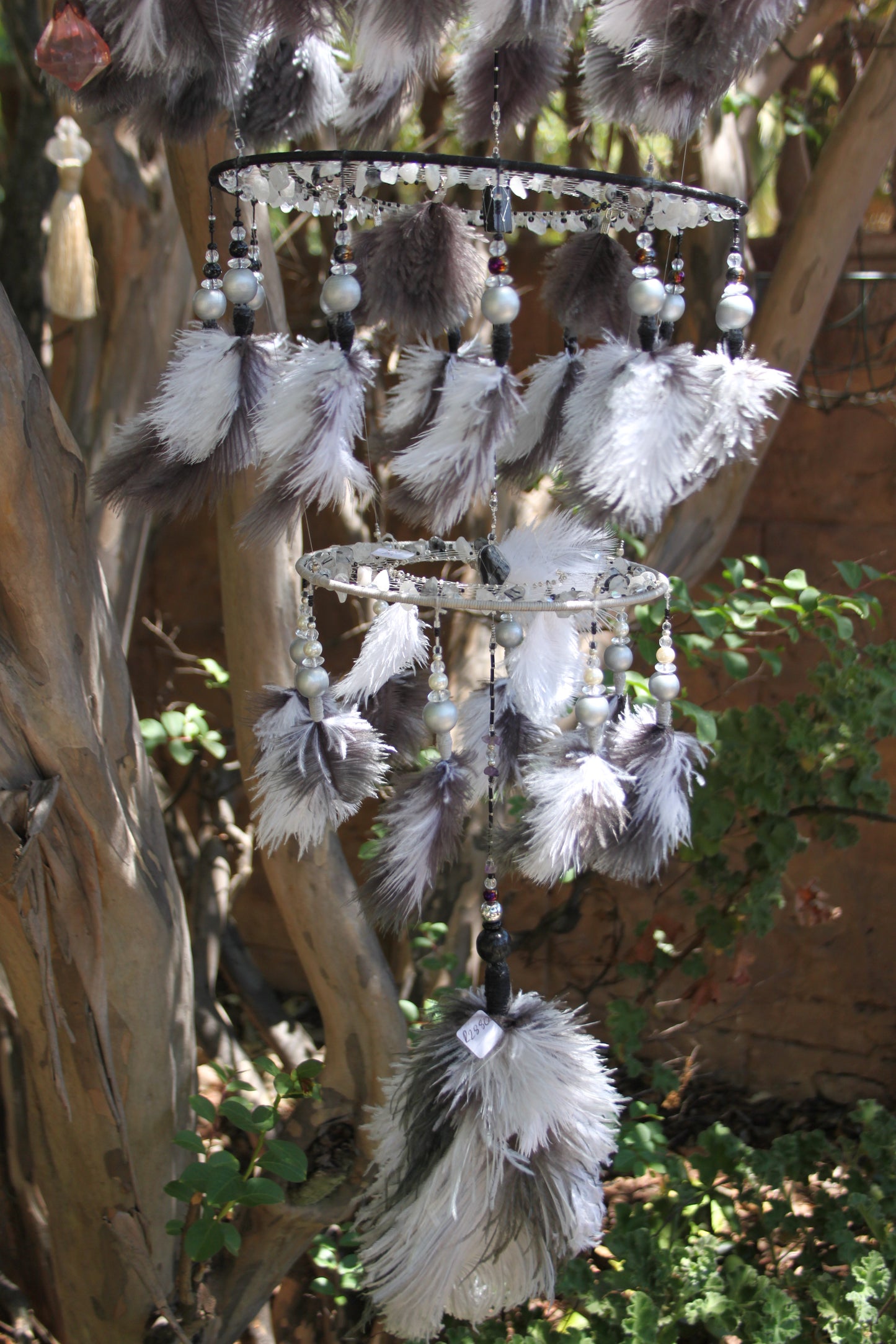 Multi Tiered Black and White Dreamcatcher