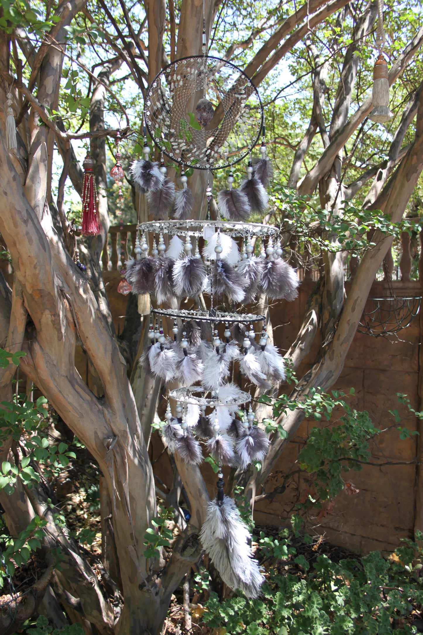 Multi Tiered Black and White Dreamcatcher