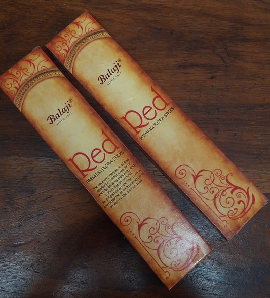 Red Premium Flora incense sticks by Balaji – floral incense for meditation, rituals, and uplifting your space.