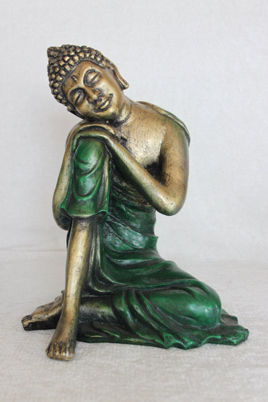 Thinking Buddha Green and Gold