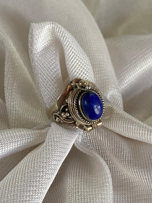 Lapis Lazuli Sterling Silver Poison Ring