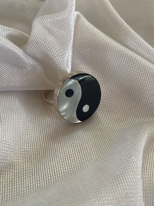 Yin and Yang Sterling Silver Ring